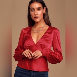 Lulu’s Red Satin Top Size Small